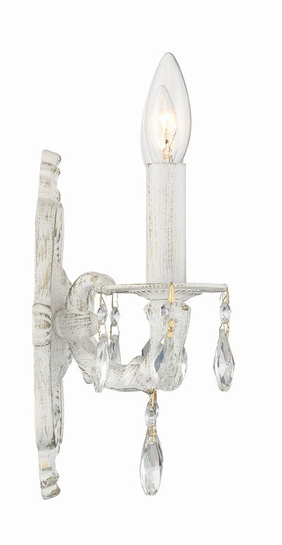 ##Antique Hardware## Paris Market 2 Light Clear Crystal Antique White Sconce