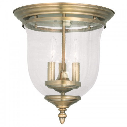 Antique Hardware 3 Light Antique Brass Ceiling Mount Flush Mount