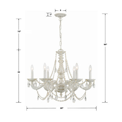 ##Antique Hardware## Paris Market 6 Light Clear Crystal Antique White Chandelier