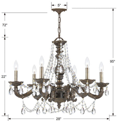 ##Antique Hardware## Paris Market 6 Light Clear Crystal Venetian Bronze Chandelier