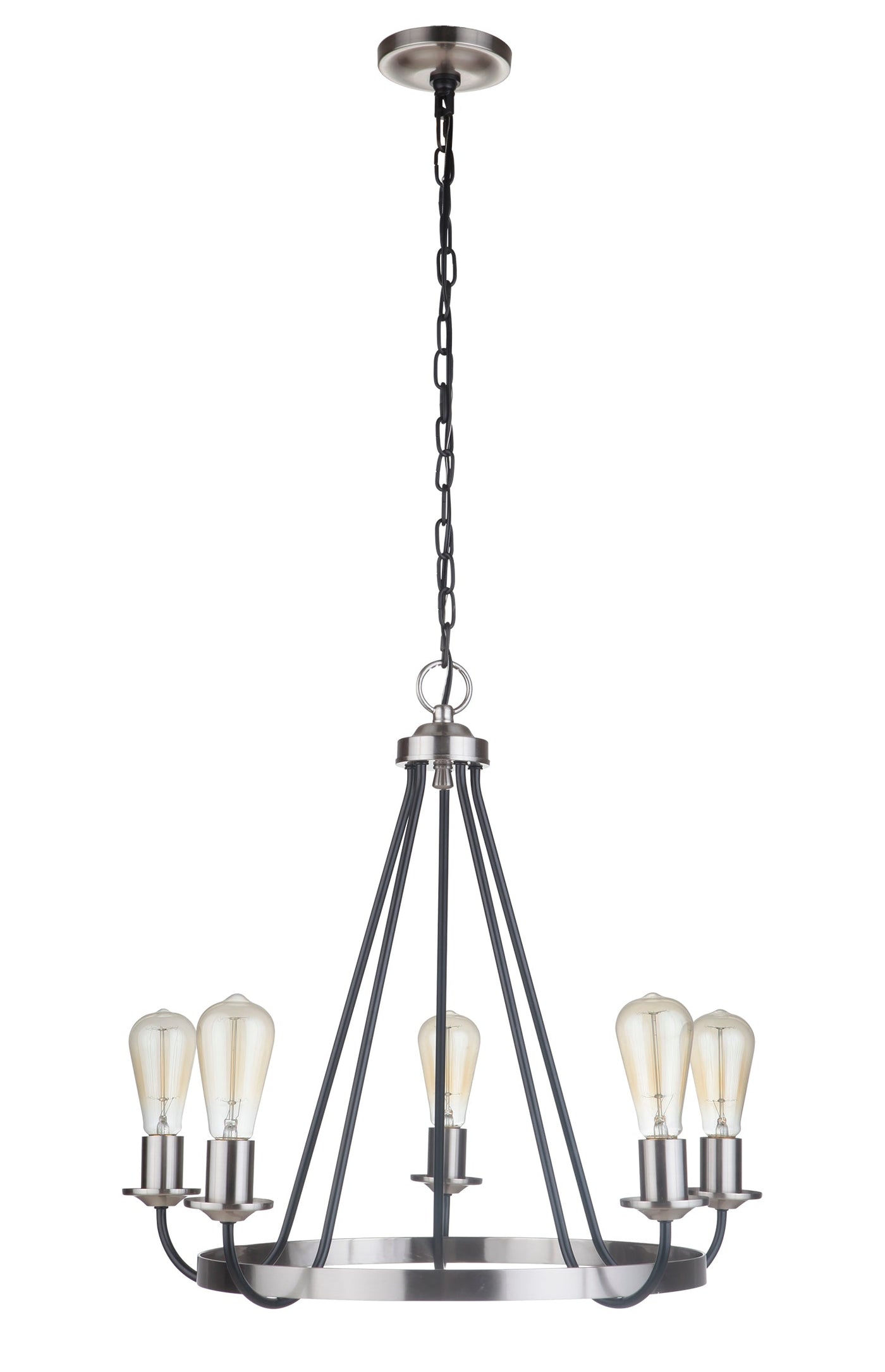 ##Antique Hardware## Randolph 5 Light Chandelier in Flat Black/Brushed Polished Nickel