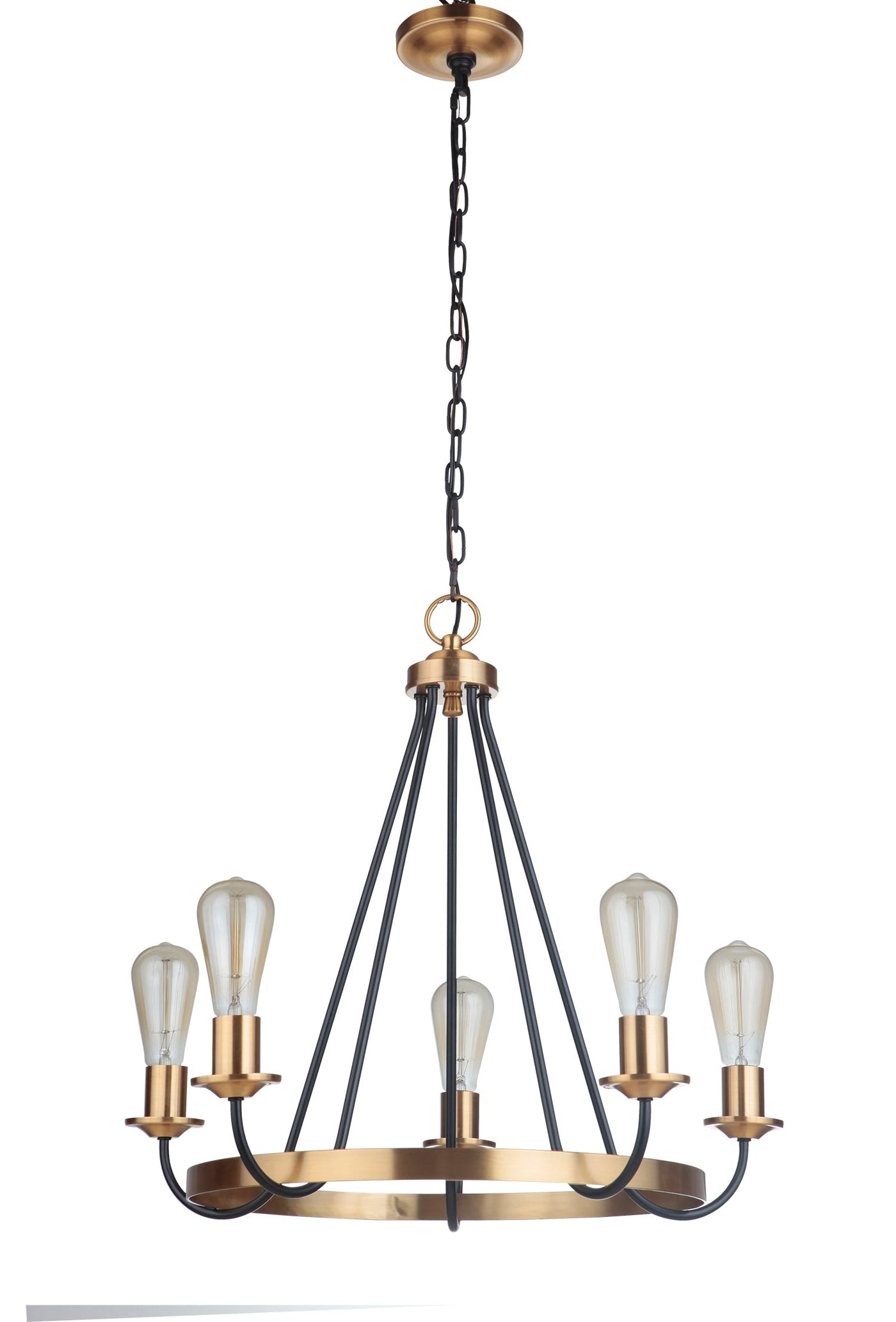 ##Antique Hardware## Randolph 5 Light Chandelier in Flat Black/Satin Brass