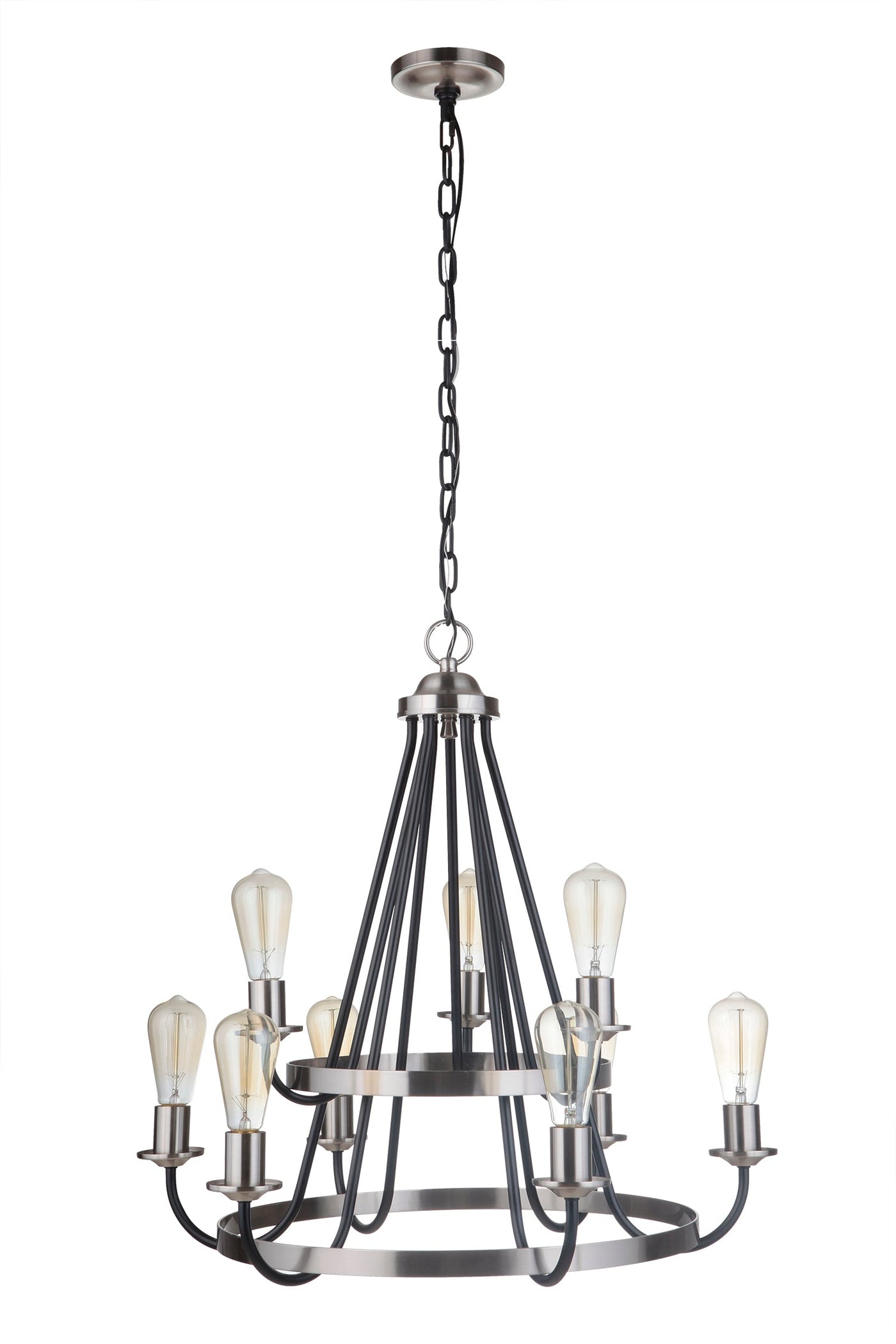 ##Antique Hardware## Randolph 9 Light Chandelier in Flat Black/Brushed Polished Nickel