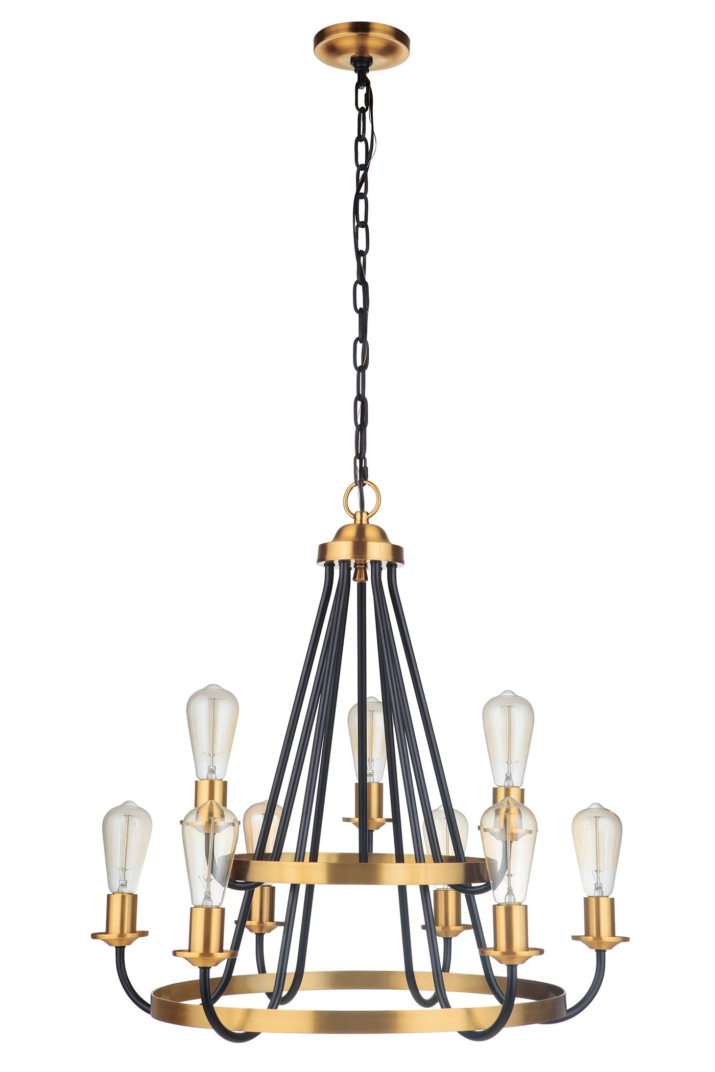 ##Antique Hardware## Randolph 9 Light Chandelier in Flat Black/Satin Brass