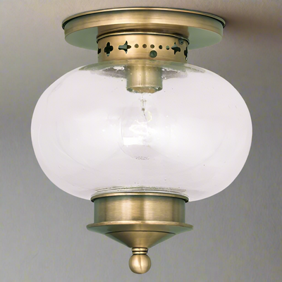 Antique Hardware 1 Light Antique Brass Ceiling Mount Flush Mount