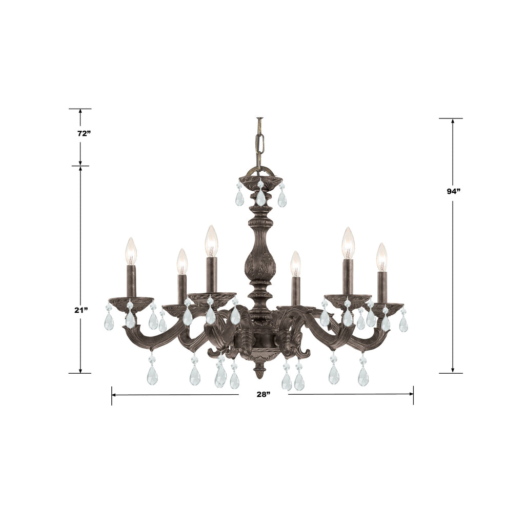 ##Antique Hardware## Paris Market 6 Light Spectra Crystal Venetian Bronze Chandelier