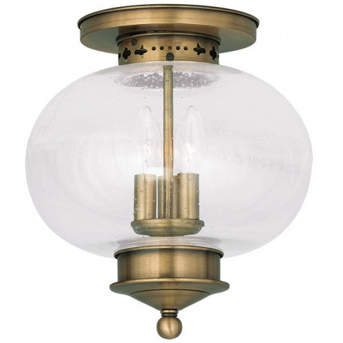 Antique Hardware 3 Light Antique Brass Ceiling Mount Flush Mount