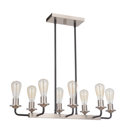 ##Antique Hardware## Randolph 8 Light Island in Flat Black/Brushed Polished Nickel