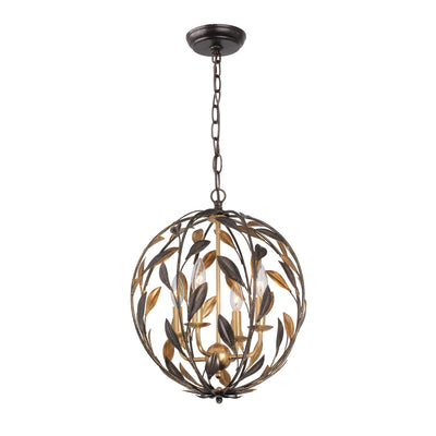 Antique Hardware Broche 4 Light English Bronze + Antique Gold Sphere Mini Chandelier Chandelier