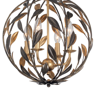 Antique Hardware Broche 4 Light English Bronze + Antique Gold Sphere Mini Chandelier Chandelier