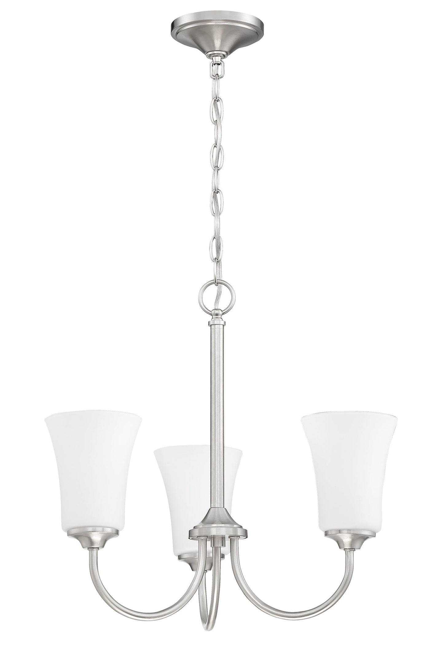 Antique Hardware Gwyneth 3 Light Chandelier in Brushed Polished Nickel (White Glass) Chandelier