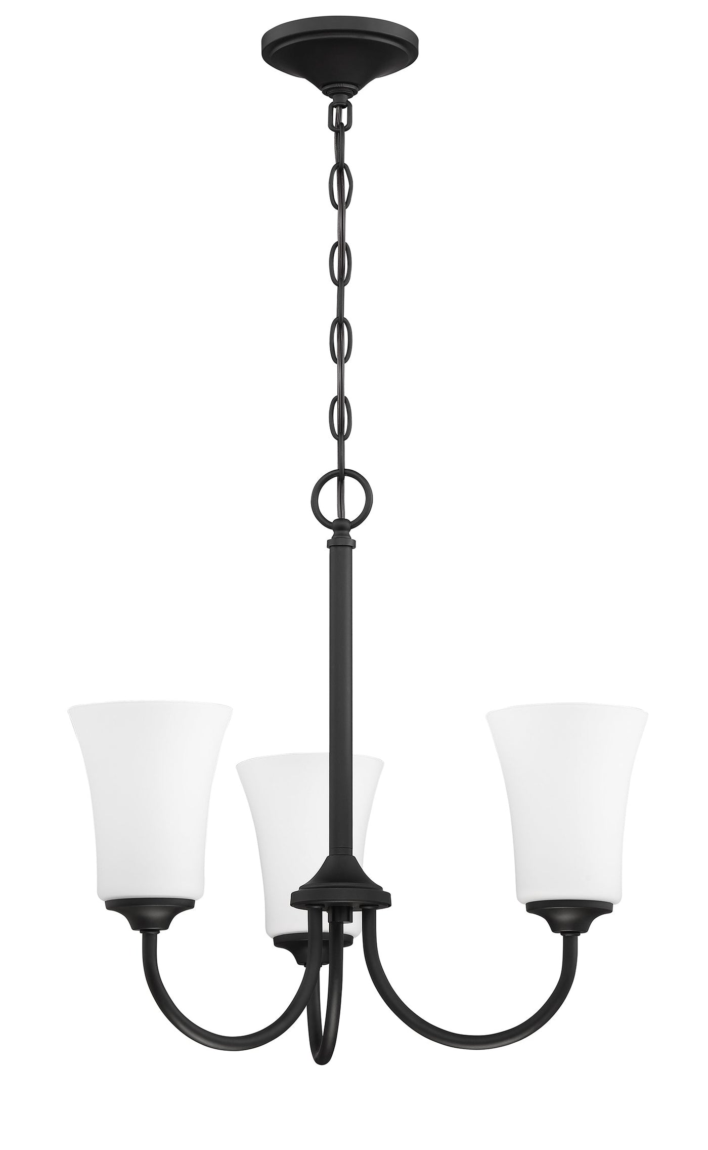 Antique Hardware Gwyneth 3 Light Chandelier in Flat Black (White Glass) Chandelier