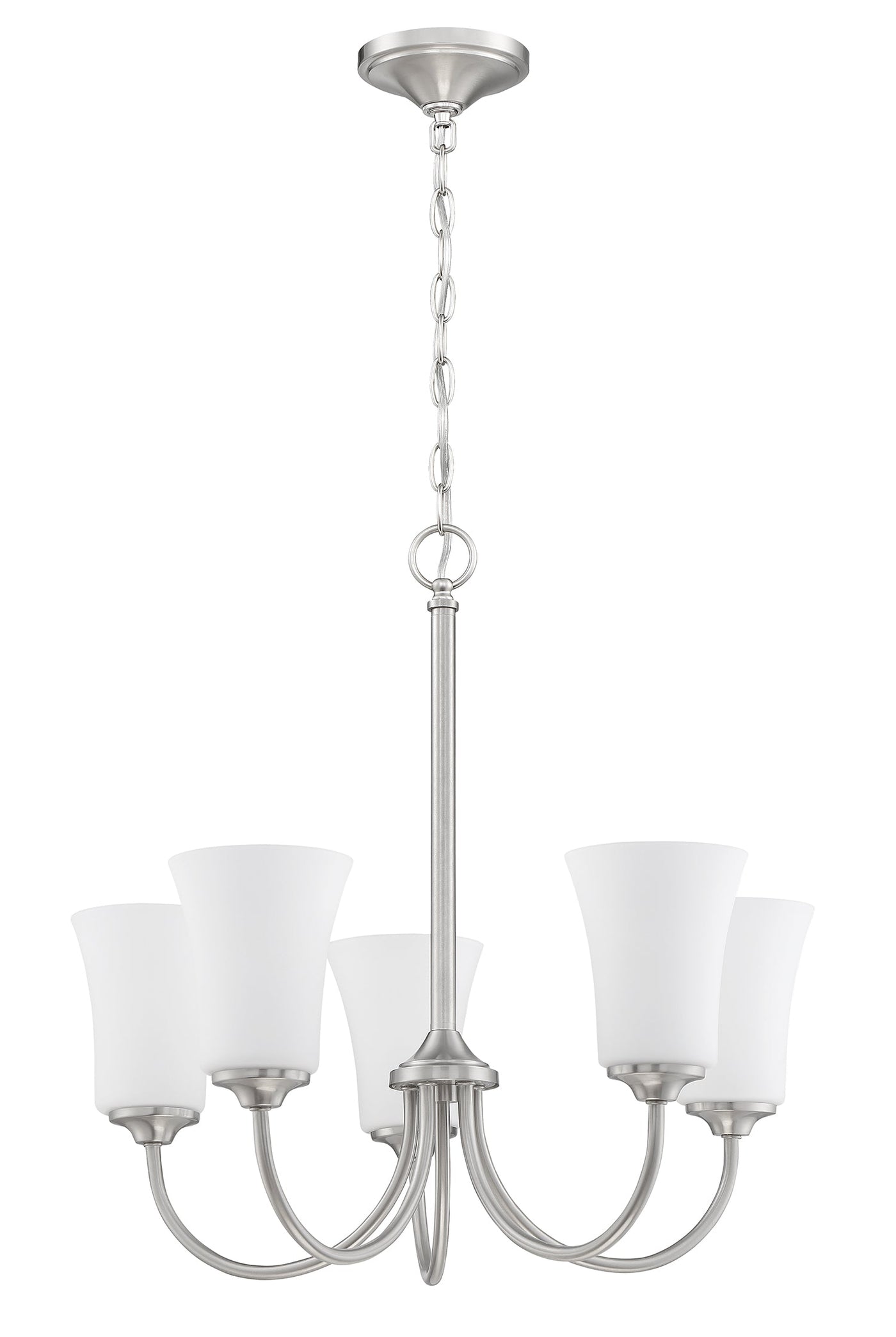 Antique Hardware Gwyneth 5 Light Chandelier in Brushed Polished Nickel (White Glass) Chandelier