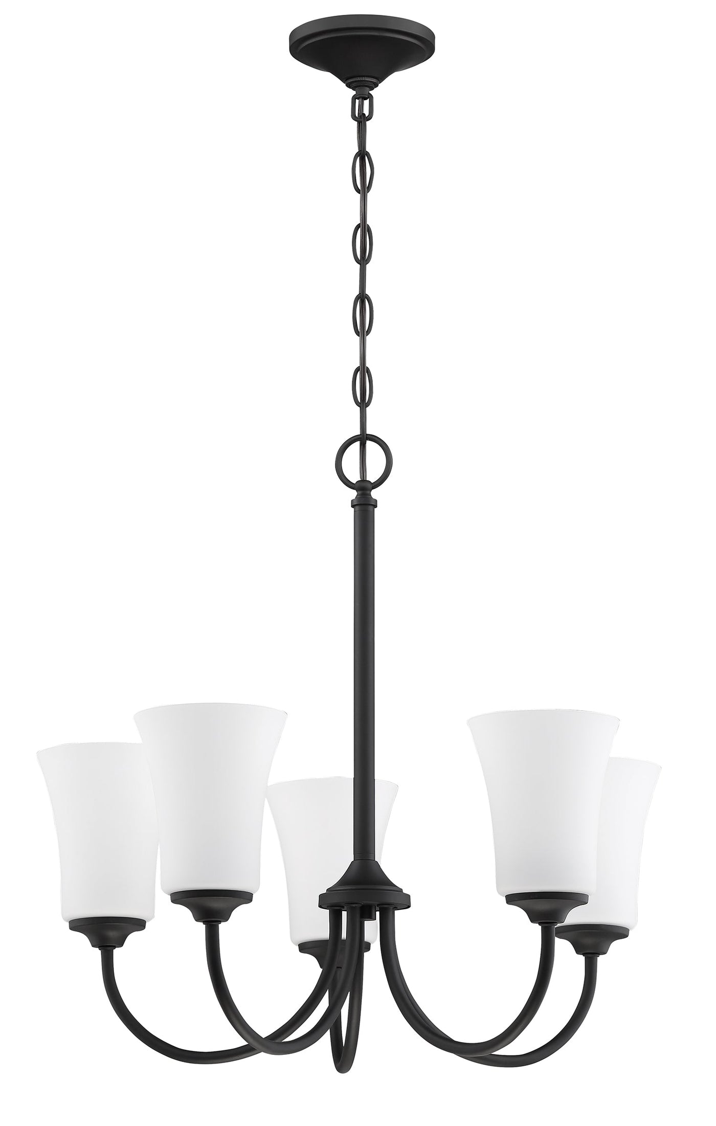 Antique Hardware Gwyneth 5 Light Chandelier in Flat Black (White Glass) Chandelier