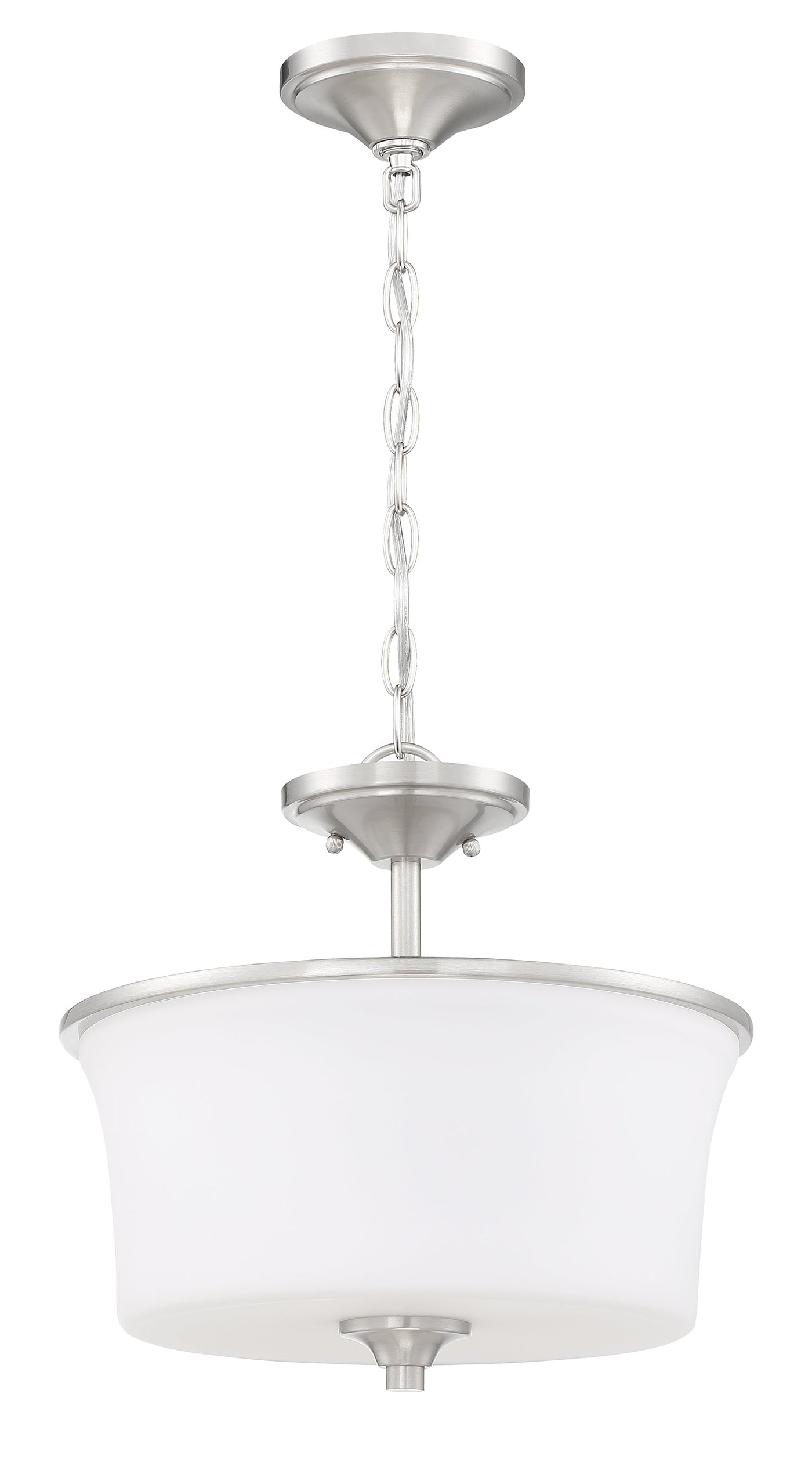 Antique Hardware Gwyneth 2 Light Convertible Semi Flush in Brushed Polished Nickel (White Glass) Semi Flush