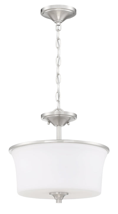 Antique Hardware Gwyneth 2 Light Convertible Semi Flush in Brushed Polished Nickel (White Glass) Semi Flush