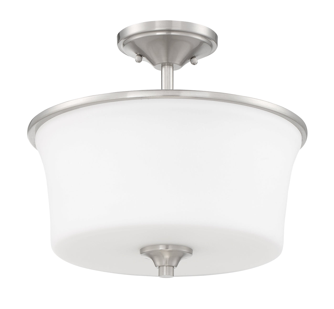 Antique Hardware Gwyneth 2 Light Convertible Semi Flush in Brushed Polished Nickel (White Glass) Semi Flush