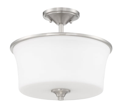 Antique Hardware Gwyneth 2 Light Convertible Semi Flush in Brushed Polished Nickel (White Glass) Semi Flush