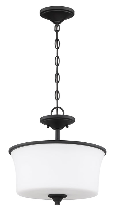 Antique Hardware Gwyneth 2 Light Convertible Semi Flush in Flat Black (White Glass) Semi Flush