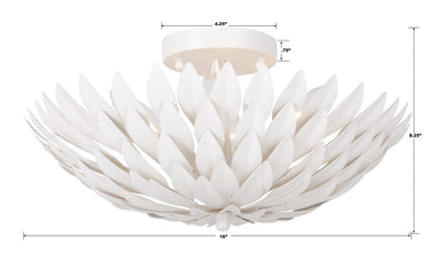 Antique Hardware Broche 4 Light Matte White Semi Flush Mount Semi Flush