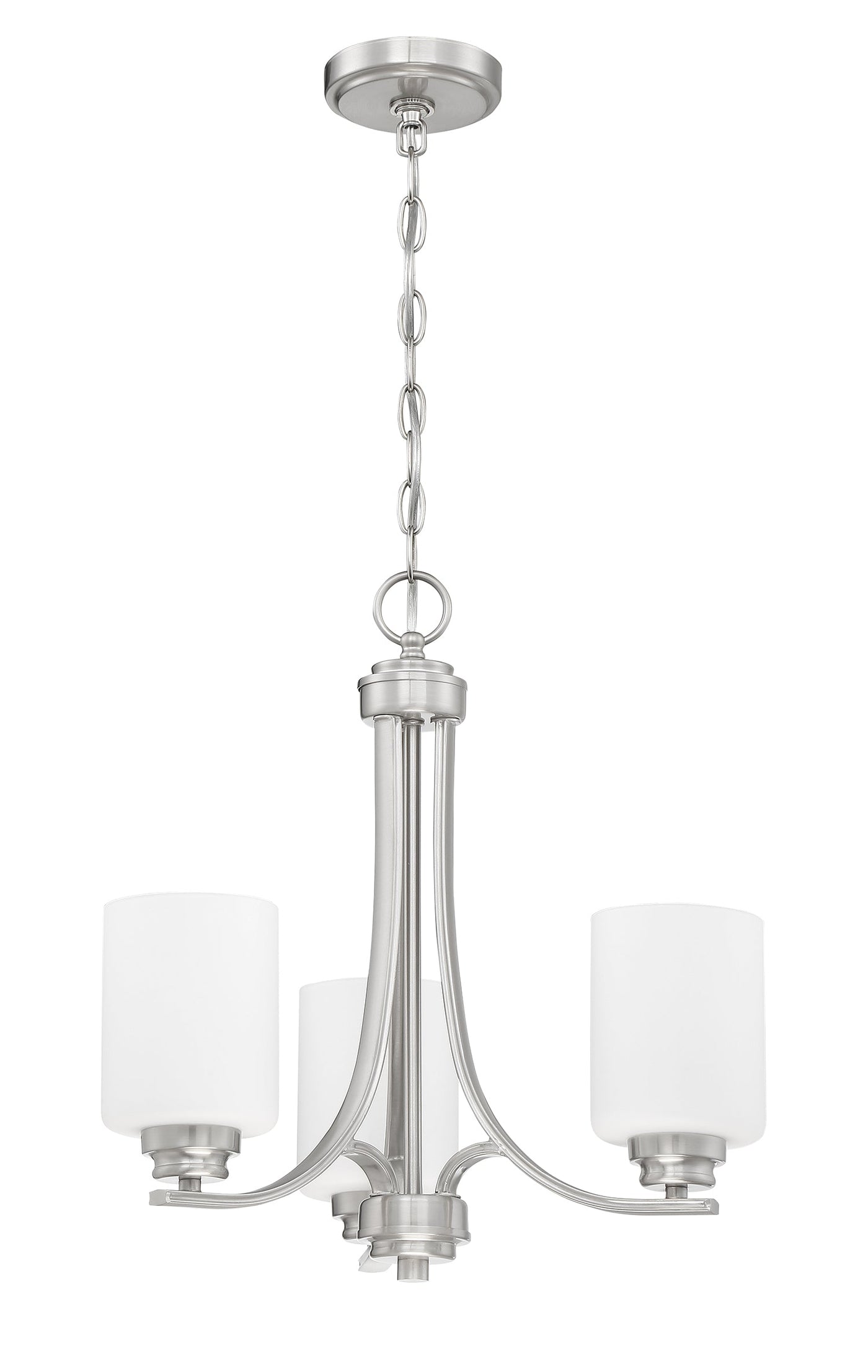 Antique Hardware Bolden 3 Light Chandelier in Brushed Polished Nickel (White Glass) Chandelier