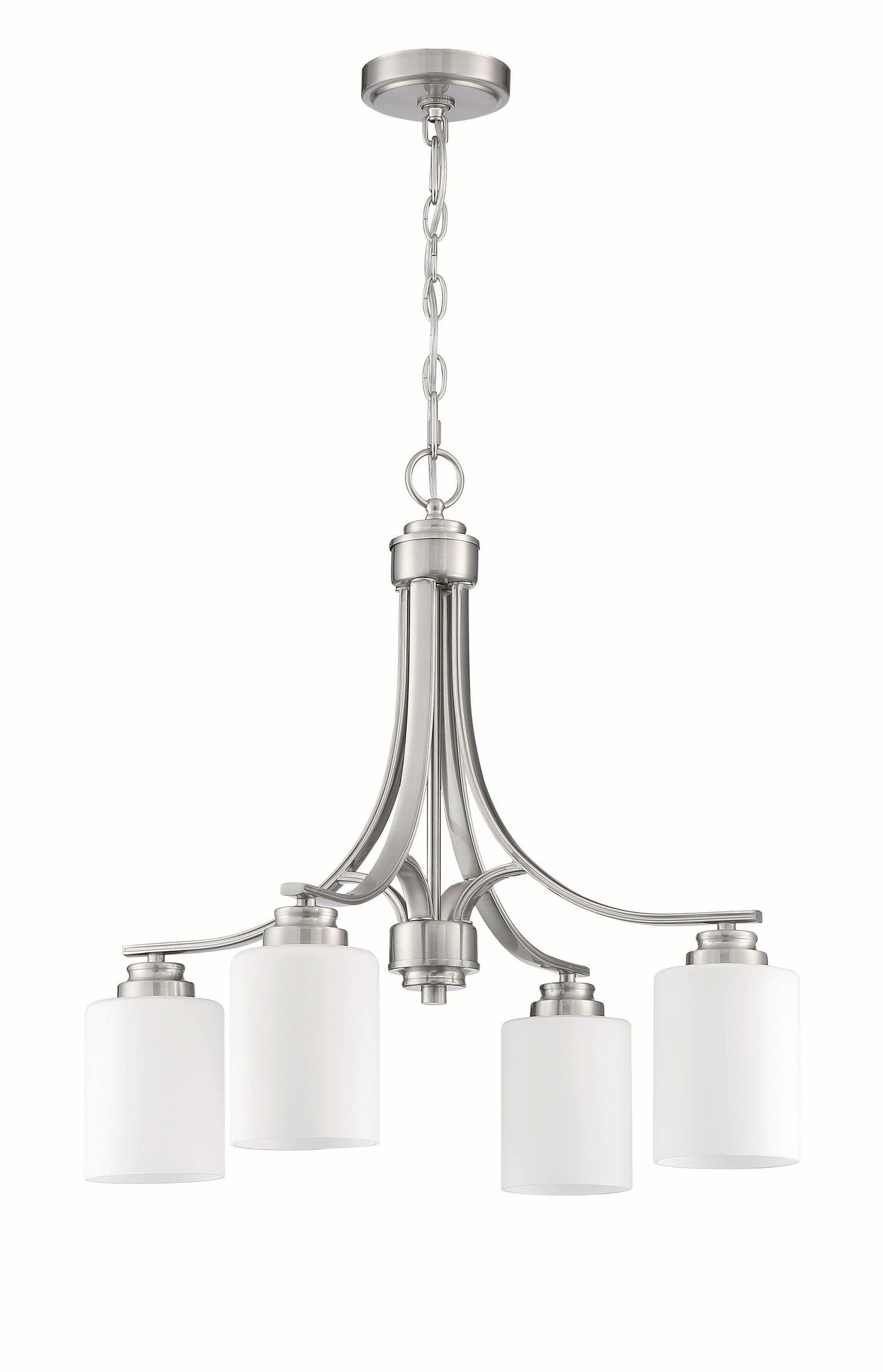 Antique Hardware Bolden 4 Light Chandelier in Brushed Polished Nickel (White Glass) Chandelier