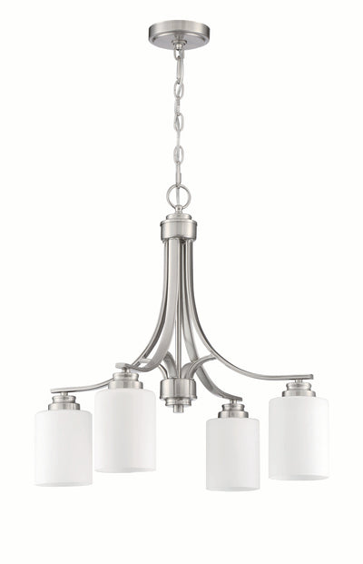 Antique Hardware Bolden 4 Light Chandelier in Brushed Polished Nickel (White Glass) Chandelier