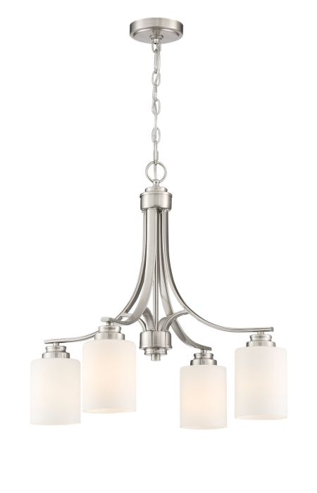 Antique Hardware Bolden 4 Light Chandelier in Brushed Polished Nickel (White Glass) Chandelier