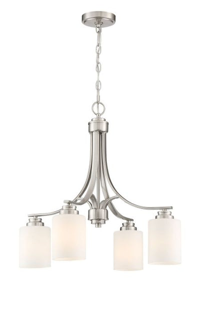 Antique Hardware Bolden 4 Light Chandelier in Brushed Polished Nickel (White Glass) Chandelier