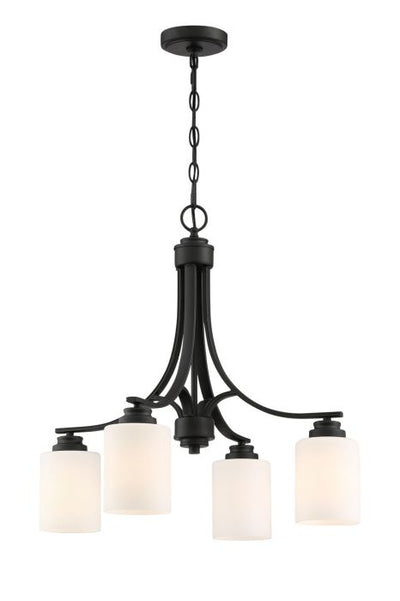 Antique Hardware Bolden 4 Light Chandelier in Flat Black (White Glass) Chandelier