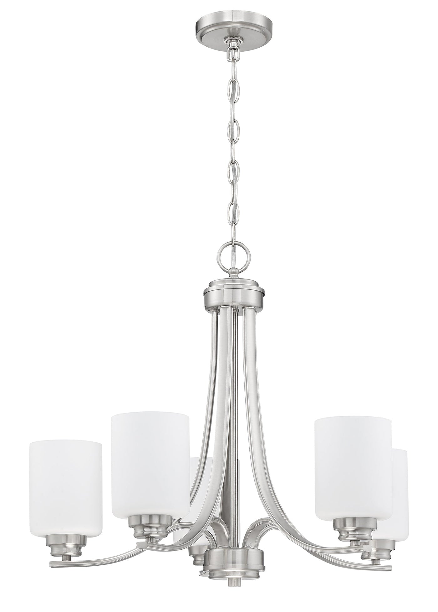 Antique Hardware Bolden 5 Light Chandelier in Brushed Polished Nickel (White Glass) Chandelier