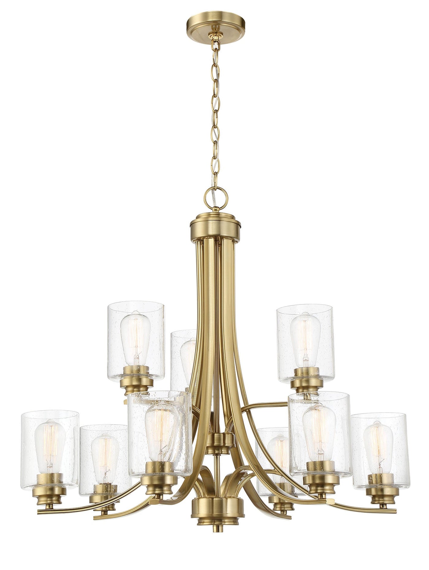 Antique Hardware Bolden 9 Light Chandelier in Satin Brass Chandelier