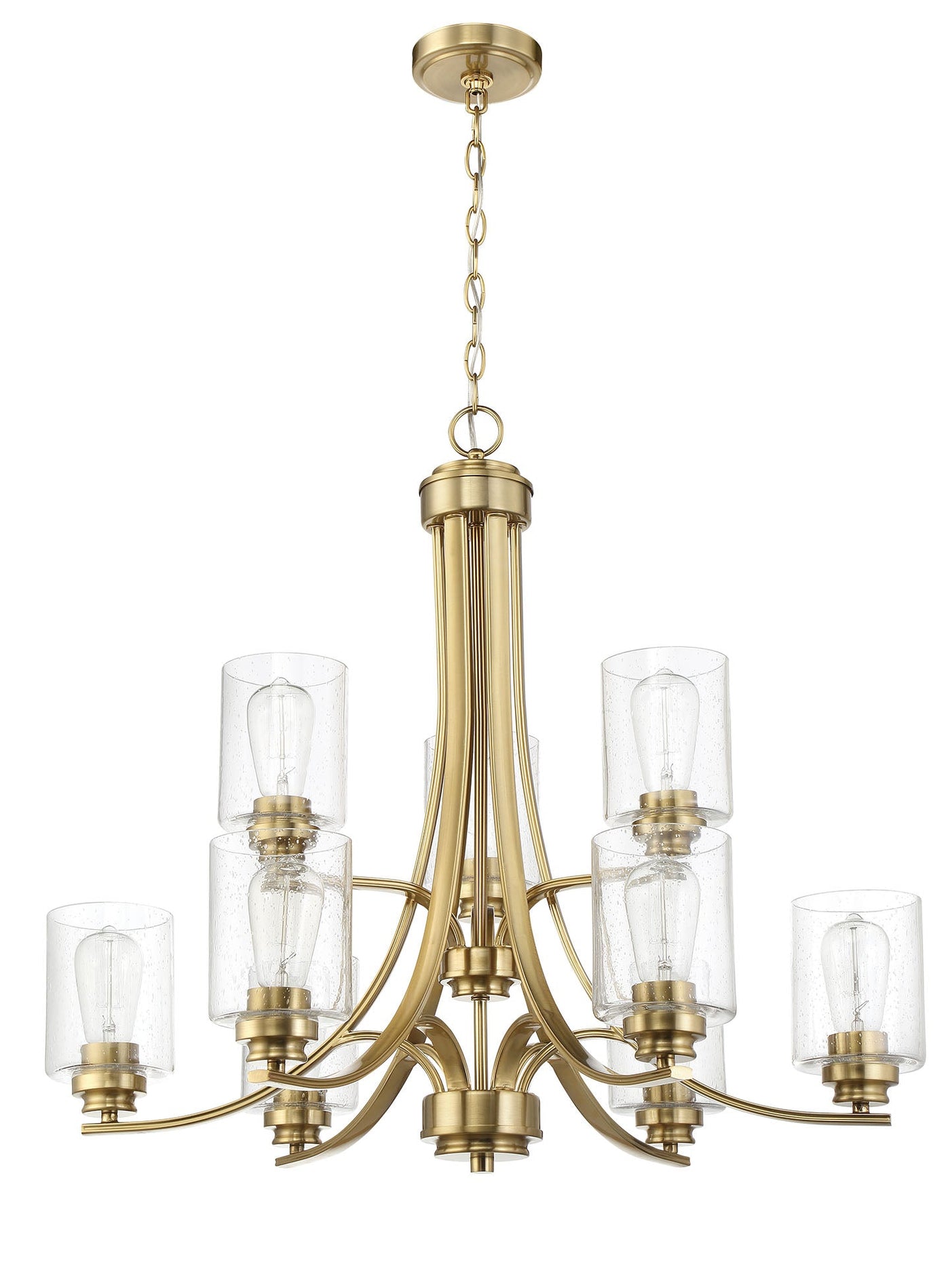 Antique Hardware Bolden 9 Light Chandelier in Satin Brass Chandelier