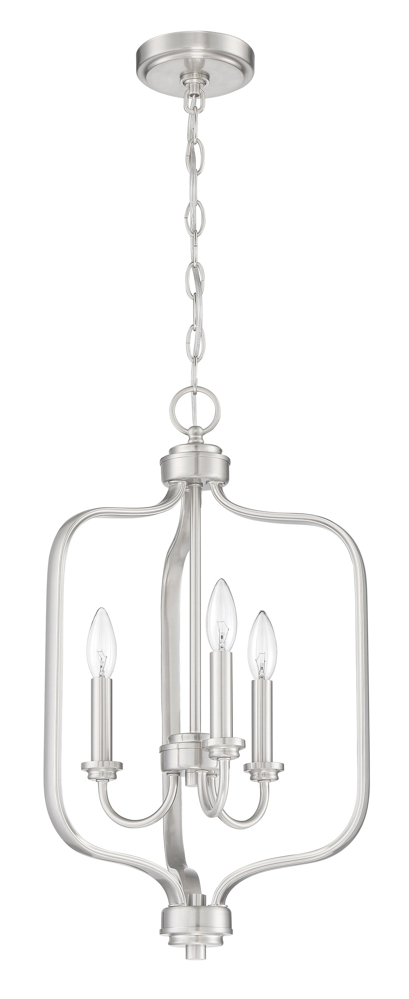 Antique Hardware Bolden 3 Light Foyer in Brushed Polished Nickel Pendant