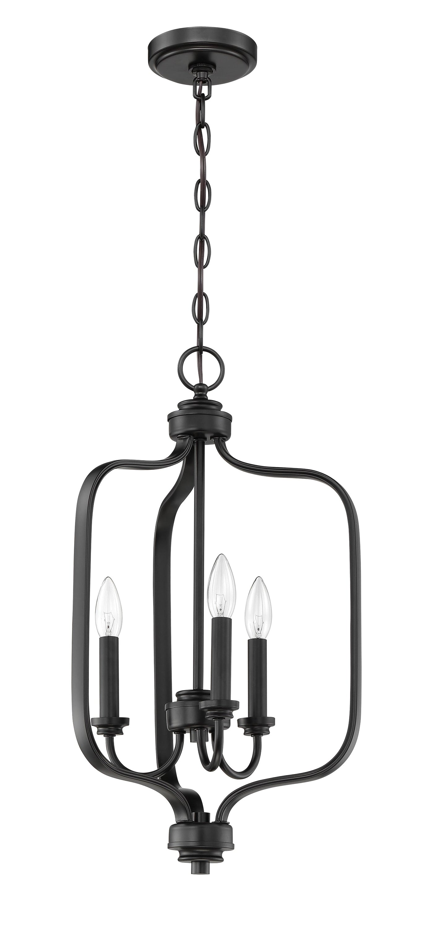 Antique Hardware Bolden 3 Light Foyer in Flat Black Pendant