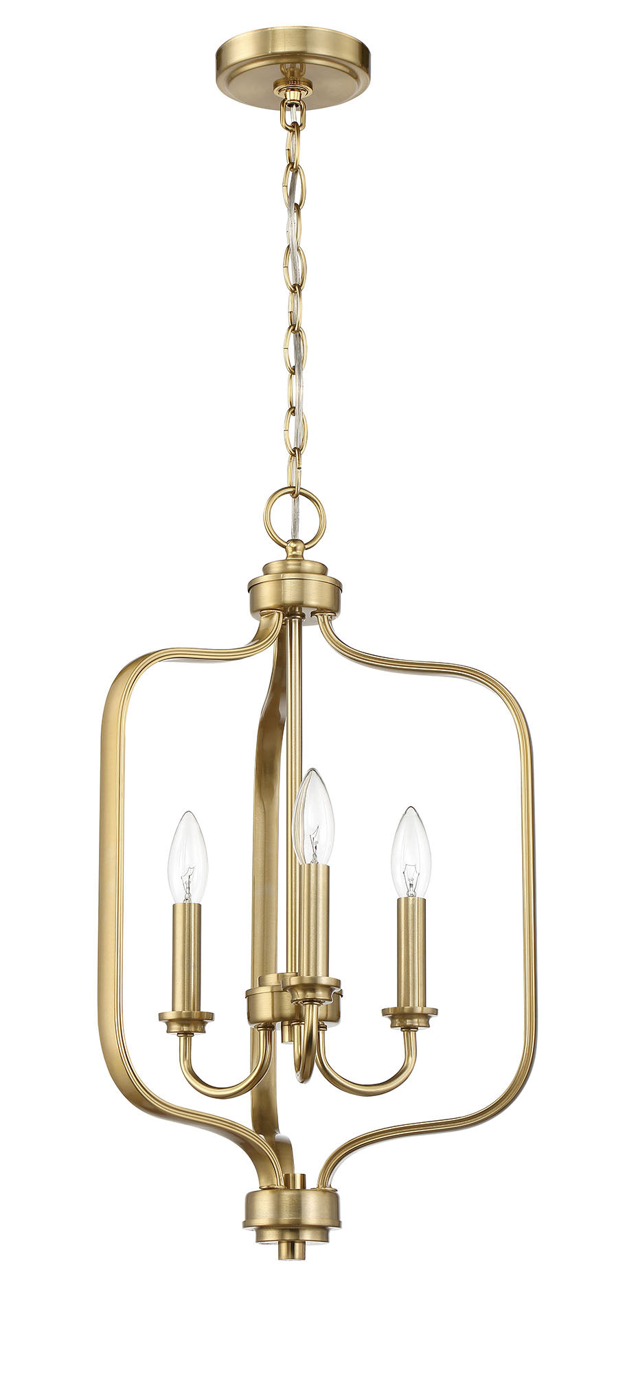 Antique Hardware Bolden 3 Light Foyer in Satin Brass Pendant