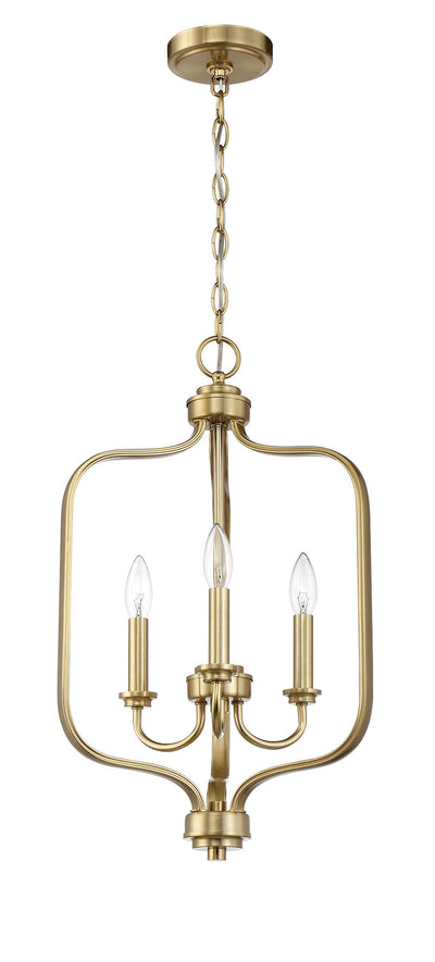 Antique Hardware Bolden 3 Light Foyer in Satin Brass Pendant