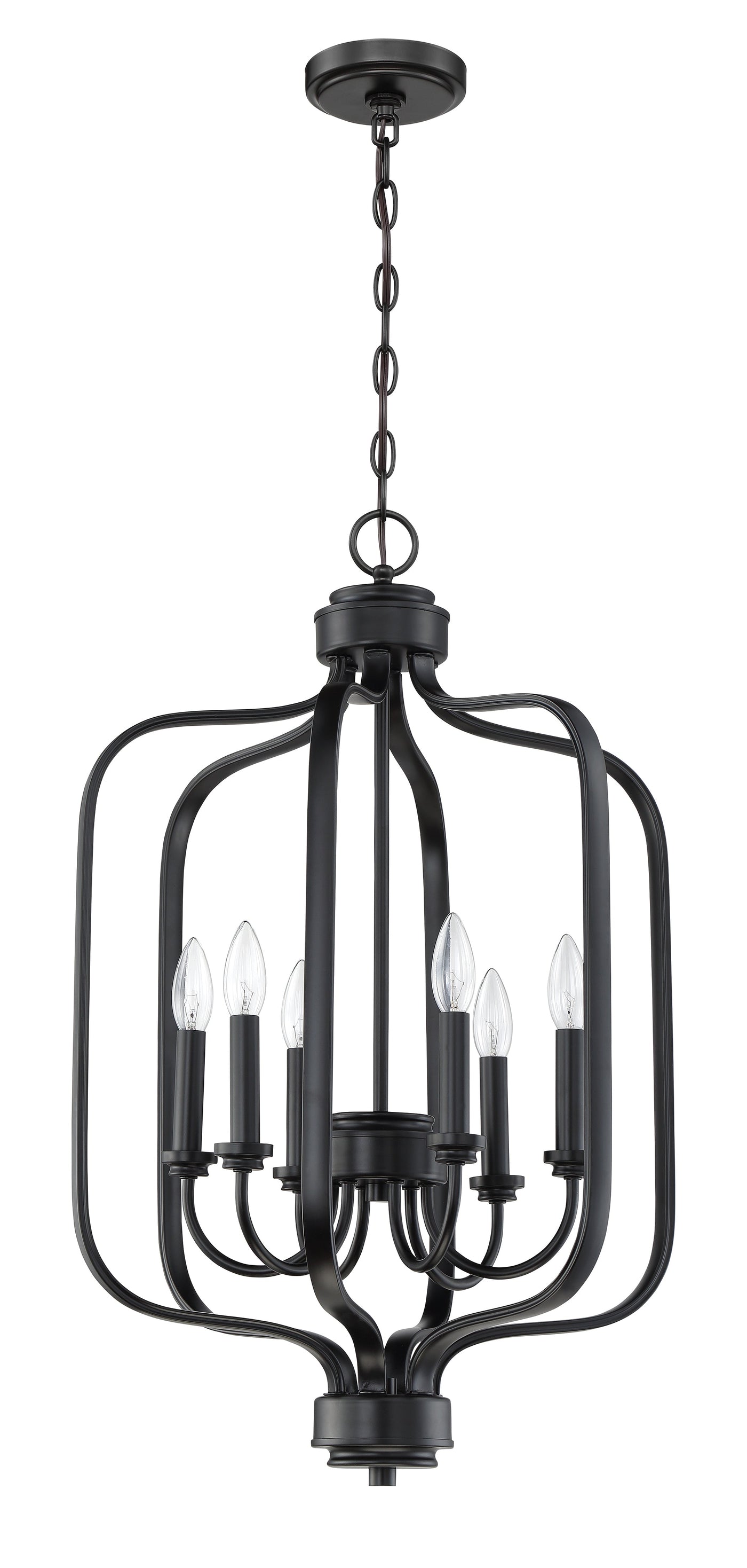 Antique Hardware Bolden 6 Light Foyer in Flat Black Pendant