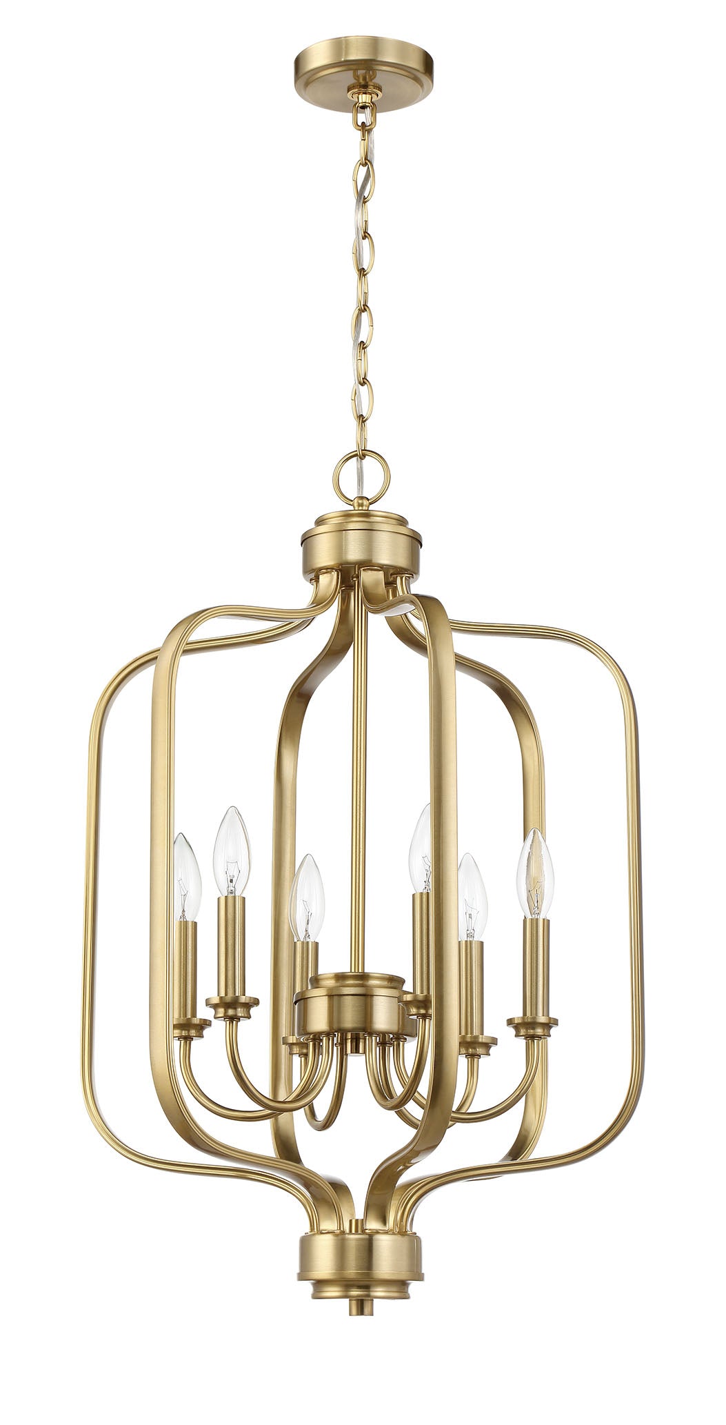 Antique Hardware Bolden 6 Light Foyer in Satin Brass Pendant