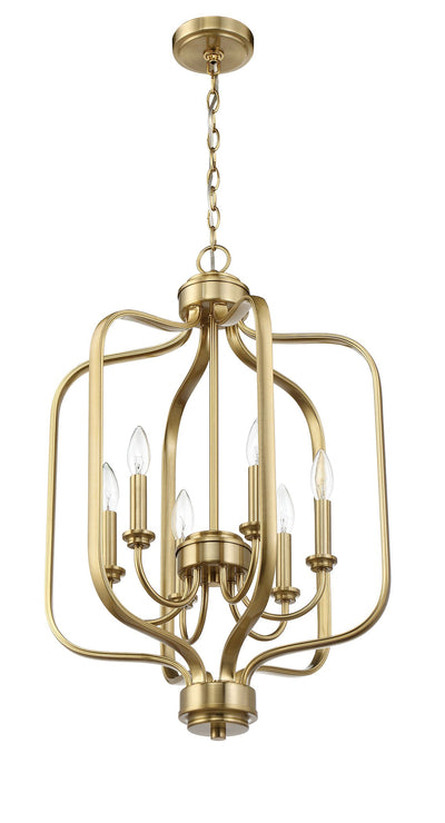 Antique Hardware Bolden 6 Light Foyer in Satin Brass Pendant