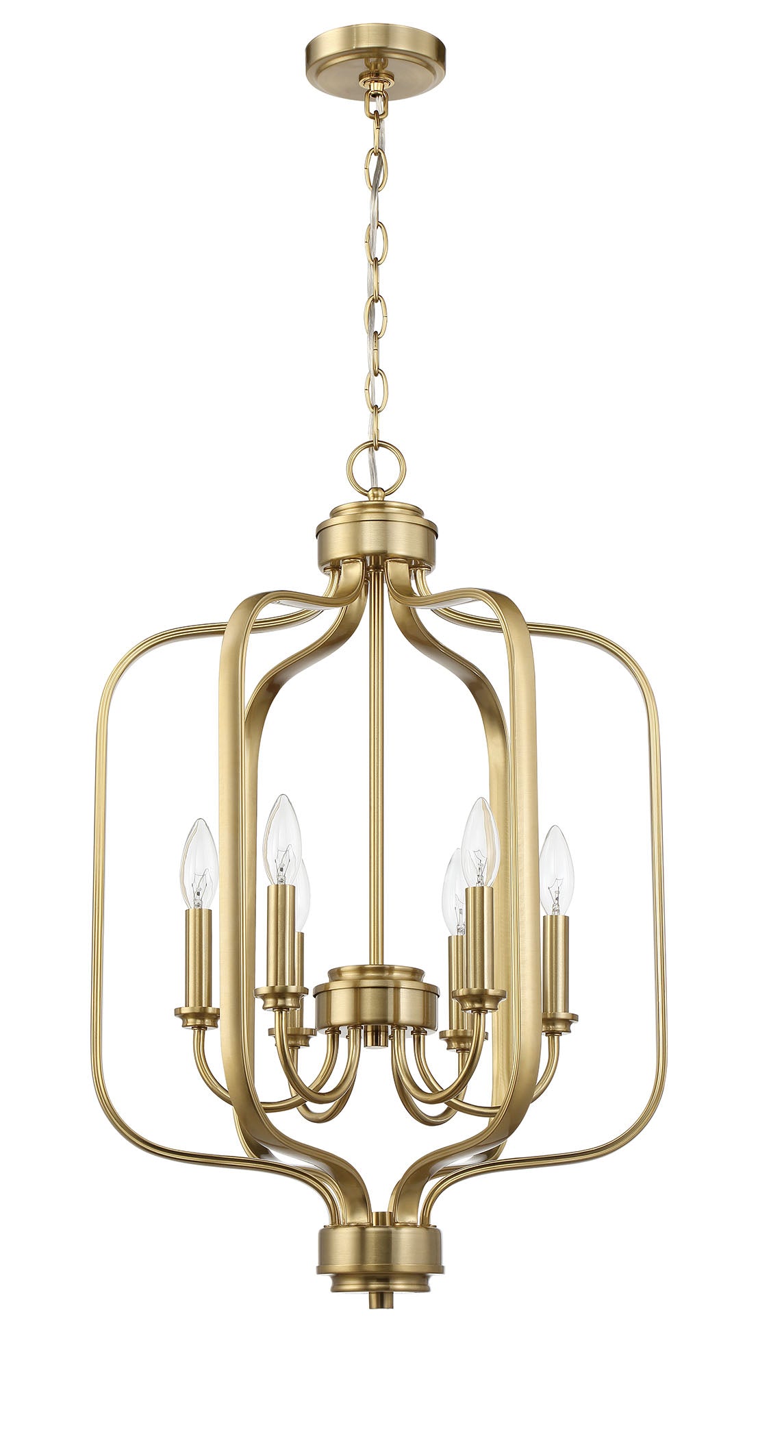 Antique Hardware Bolden 6 Light Foyer in Satin Brass Pendant