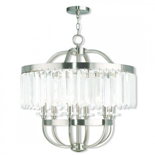 Antique Hardware 6 Light Brushed Nickel Chandelier Chandelier