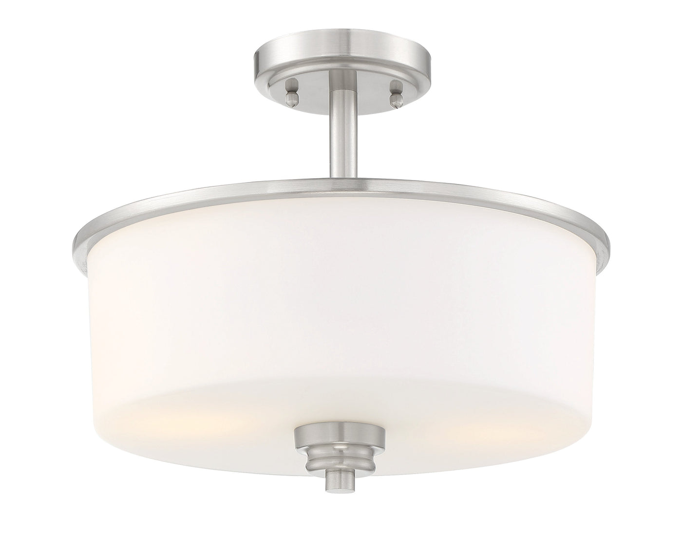 Antique Hardware Bolden 2 Light Convertible Semi Flush in Brushed Polished Nickel (White Glass) Semi Flush