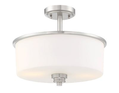 Antique Hardware Bolden 2 Light Convertible Semi Flush in Brushed Polished Nickel (White Glass) Semi Flush