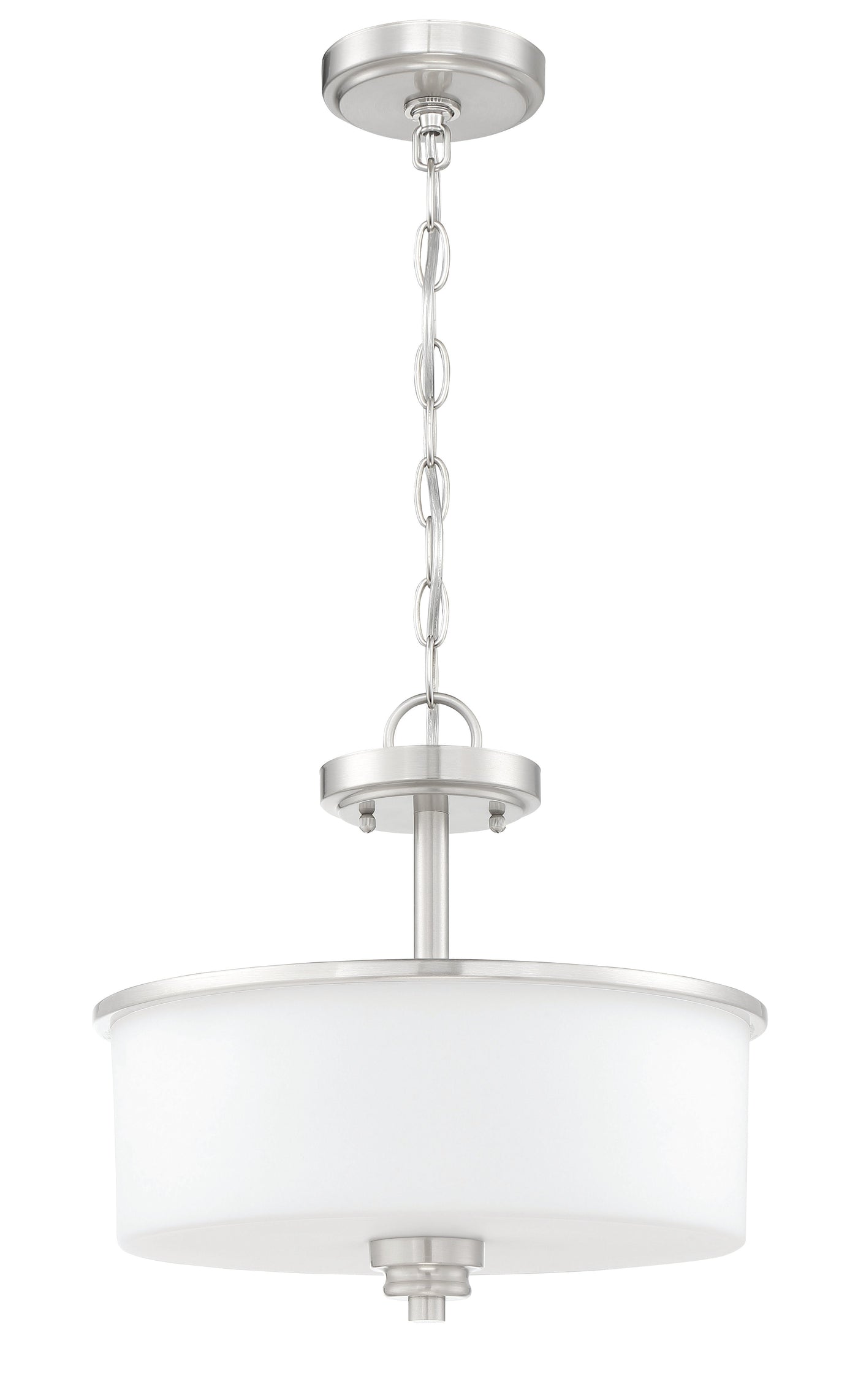 Antique Hardware Bolden 2 Light Convertible Semi Flush in Brushed Polished Nickel (White Glass) Semi Flush