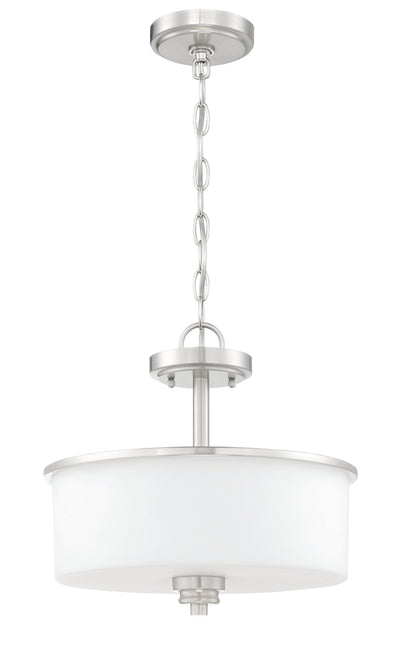 Antique Hardware Bolden 2 Light Convertible Semi Flush in Brushed Polished Nickel (White Glass) Semi Flush