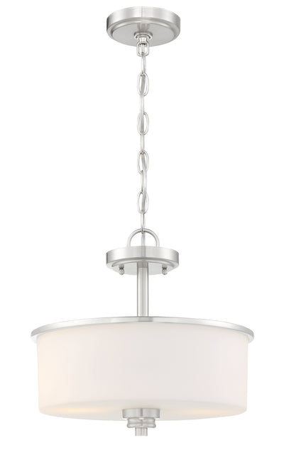 Antique Hardware Bolden 2 Light Convertible Semi Flush in Brushed Polished Nickel (White Glass) Semi Flush