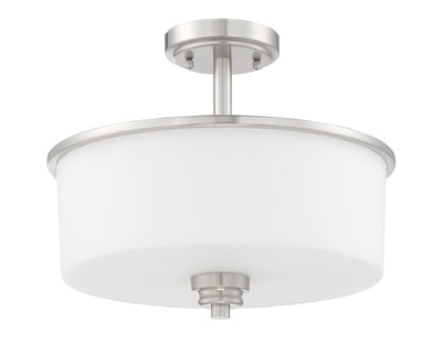 Antique Hardware Bolden 2 Light Convertible Semi Flush in Brushed Polished Nickel (White Glass) Semi Flush