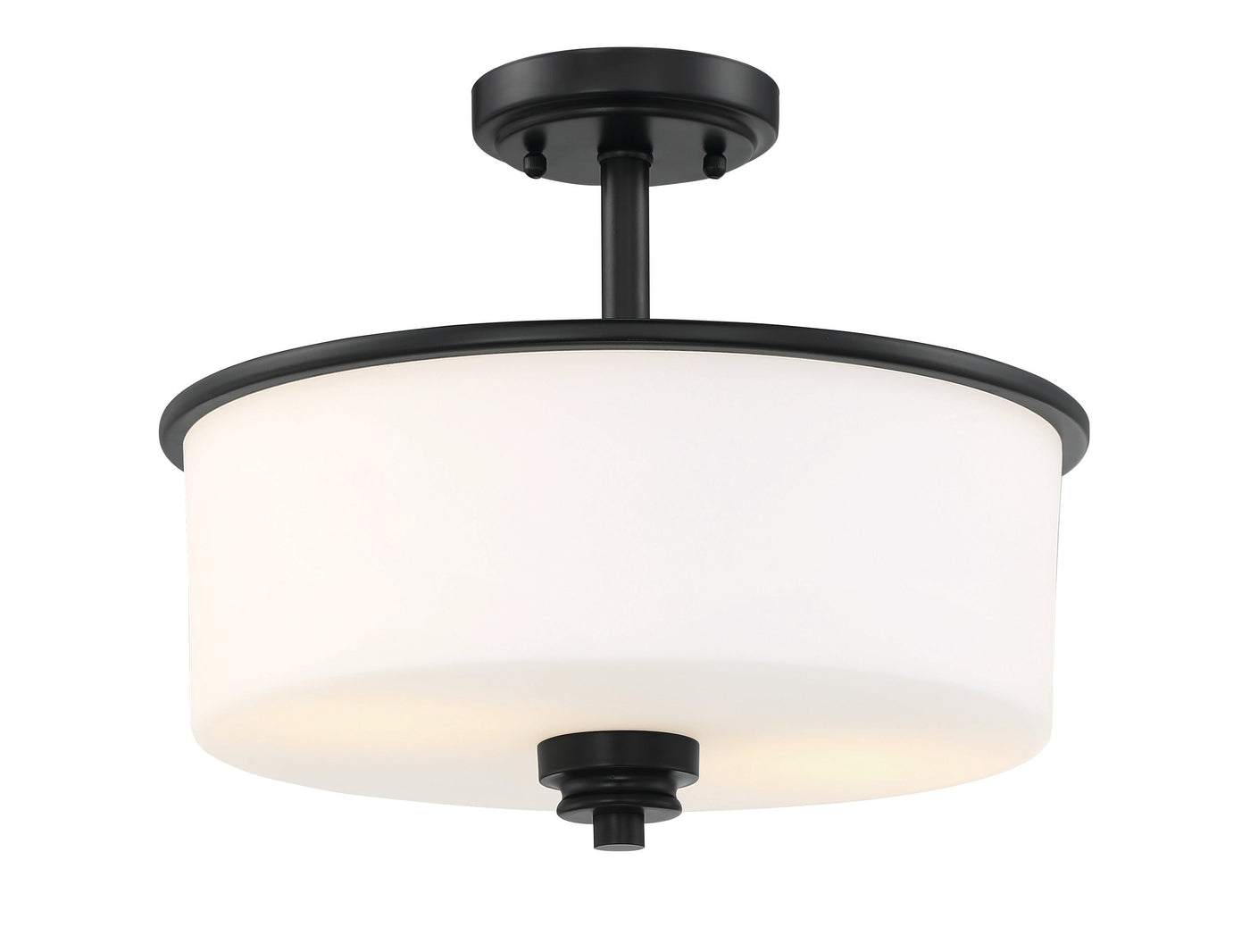 Antique Hardware Bolden 2 Light Convertible Semi Flush in Flat Black (White Glass) Semi Flush