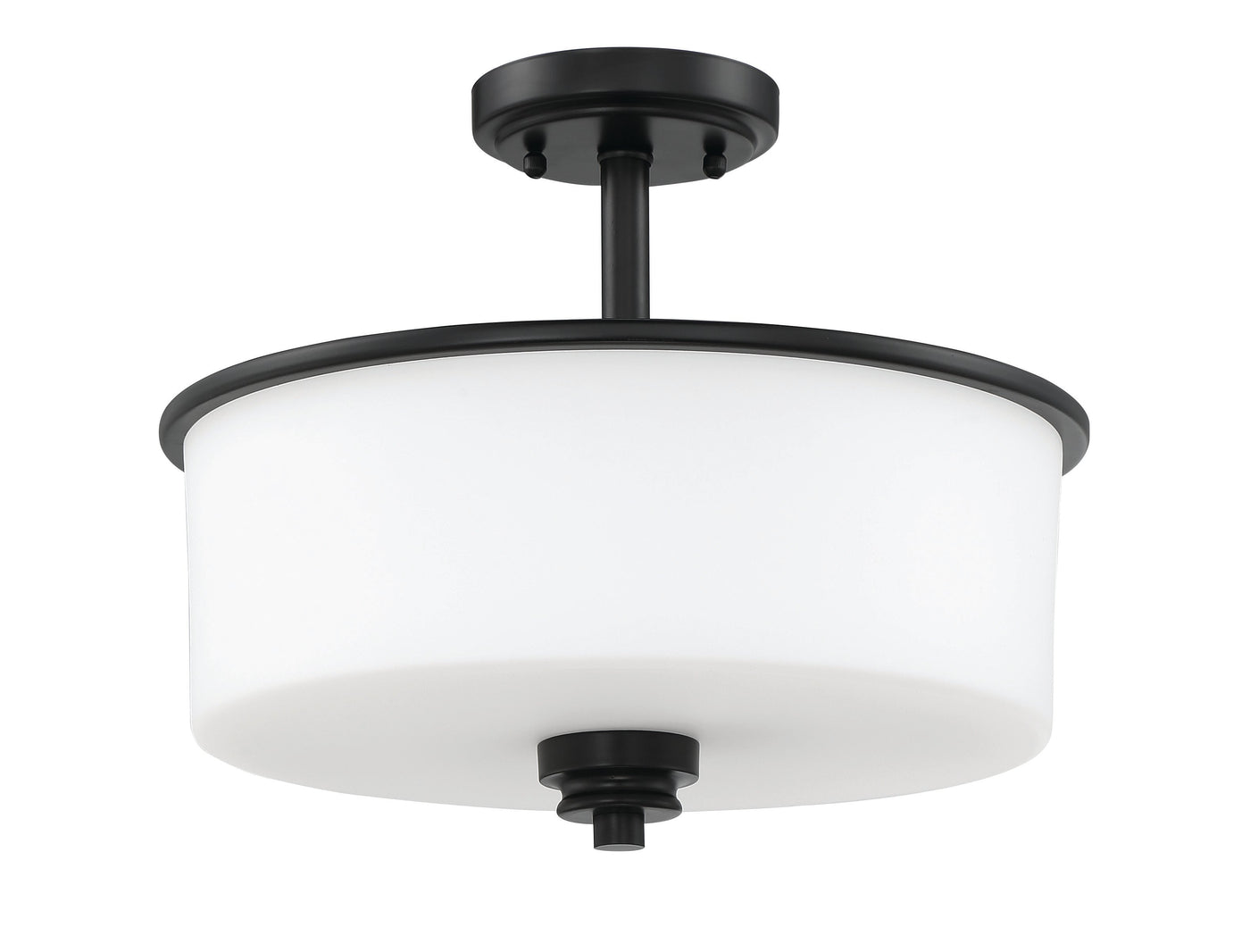 Antique Hardware Bolden 2 Light Convertible Semi Flush in Flat Black (White Glass) Semi Flush